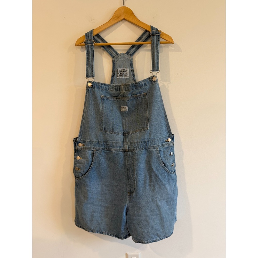 Levi's Two Horse Brand Denim Shortalls Women's XL Bib Overalls Shorts